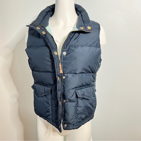 J. Crew Jackets & Blazers - J. Crew Down Filled Quilted Blue Puffer Vest with High Collar | Size Large P